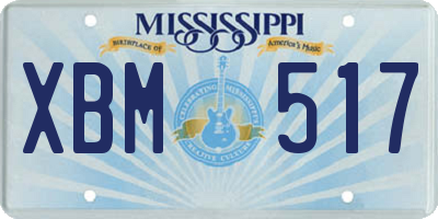 MS license plate XBM517