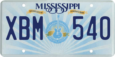 MS license plate XBM540