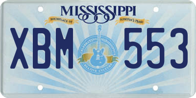 MS license plate XBM553