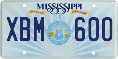 MS license plate XBM600
