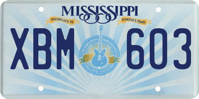 MS license plate XBM603