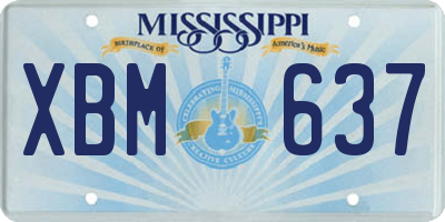 MS license plate XBM637
