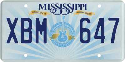 MS license plate XBM647
