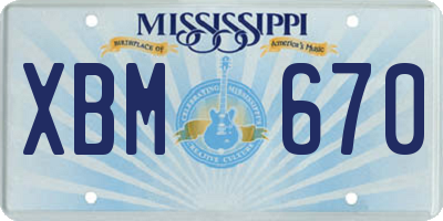 MS license plate XBM670