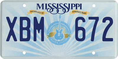 MS license plate XBM672