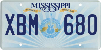 MS license plate XBM680