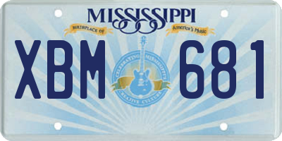 MS license plate XBM681
