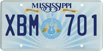 MS license plate XBM701
