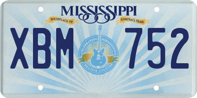 MS license plate XBM752