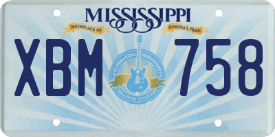 MS license plate XBM758