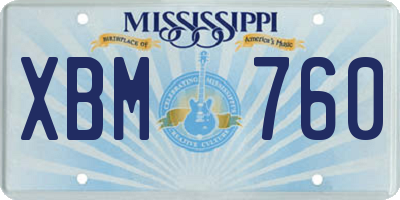MS license plate XBM760