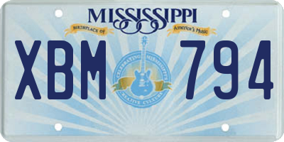MS license plate XBM794