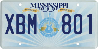 MS license plate XBM801