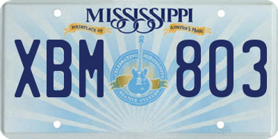 MS license plate XBM803