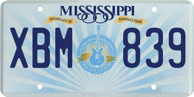 MS license plate XBM839