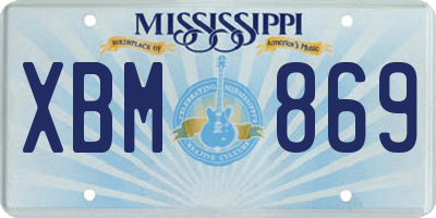 MS license plate XBM869