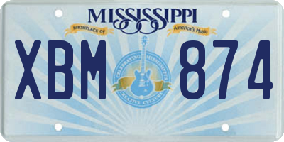 MS license plate XBM874