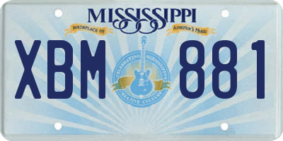MS license plate XBM881