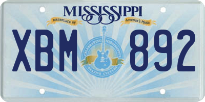 MS license plate XBM892