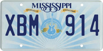 MS license plate XBM914
