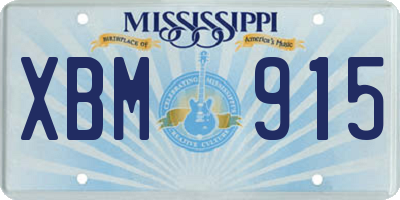 MS license plate XBM915