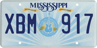 MS license plate XBM917