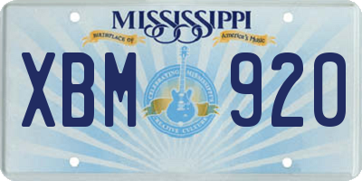 MS license plate XBM920