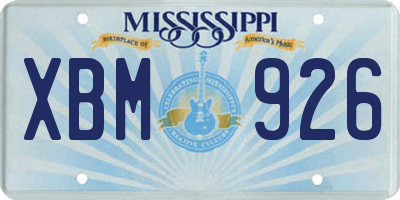 MS license plate XBM926