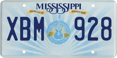 MS license plate XBM928