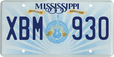 MS license plate XBM930