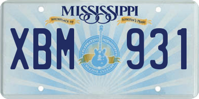 MS license plate XBM931