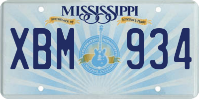 MS license plate XBM934