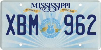 MS license plate XBM962