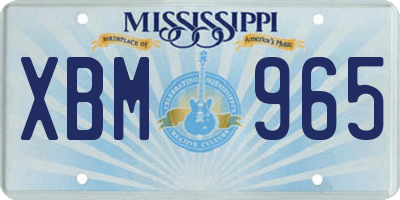 MS license plate XBM965