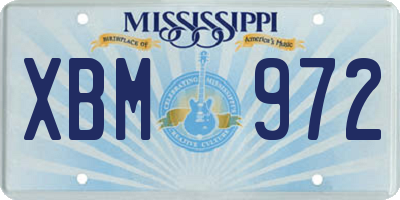 MS license plate XBM972