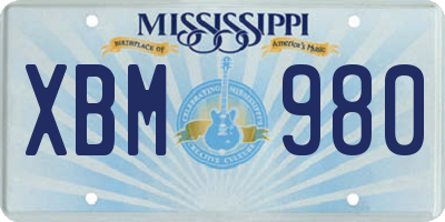 MS license plate XBM980