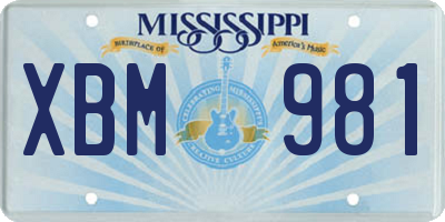 MS license plate XBM981
