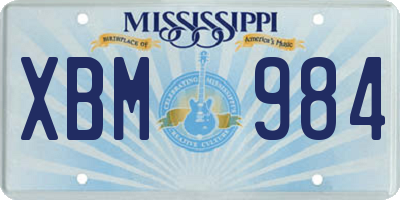 MS license plate XBM984