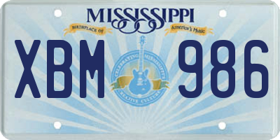 MS license plate XBM986
