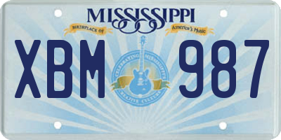 MS license plate XBM987