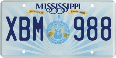 MS license plate XBM988
