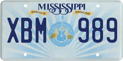 MS license plate XBM989