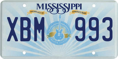 MS license plate XBM993