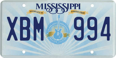 MS license plate XBM994