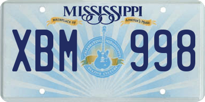 MS license plate XBM998