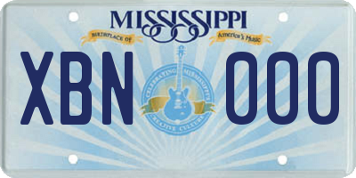 MS license plate XBN000