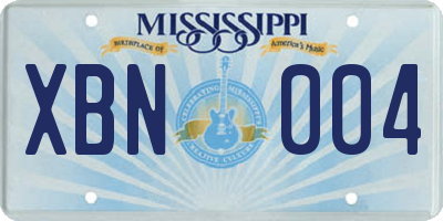MS license plate XBN004