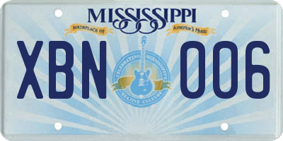 MS license plate XBN006