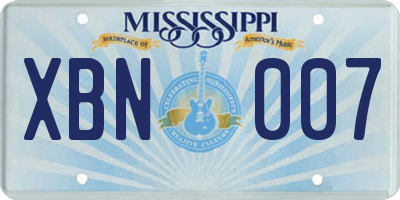 MS license plate XBN007