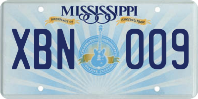 MS license plate XBN009